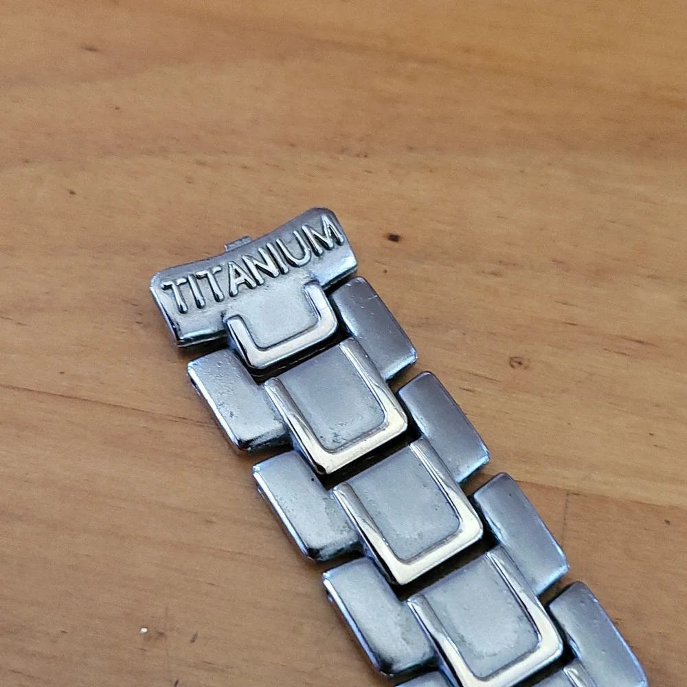 Vintage Titanium Link Bracelet 7in Matte Silver Tone Heavy Mens Unisex